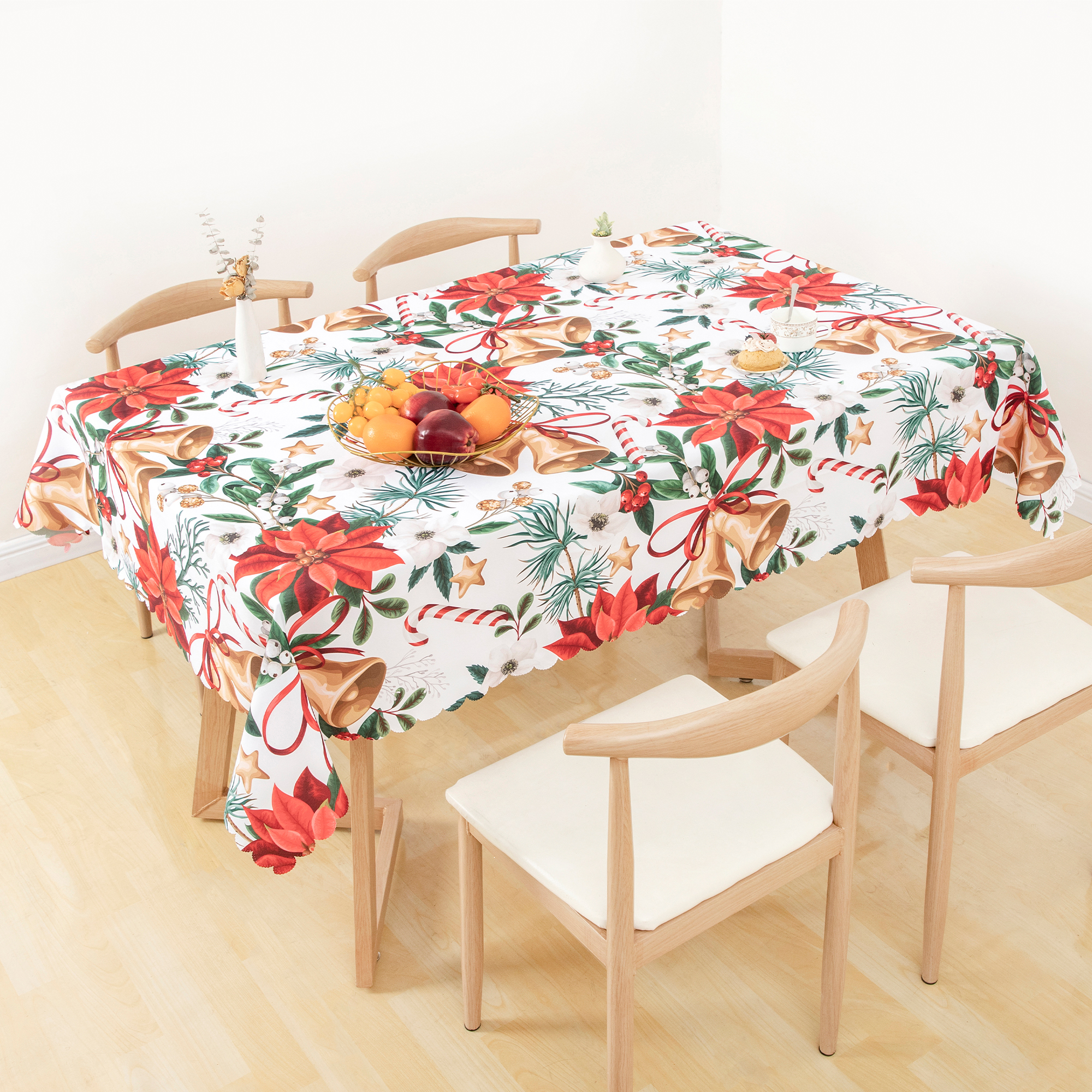 RAY STAR Large Christmas Table Cloth for Rectangle Table 60x120 Polyester Machine Washable Table Cloths, Thick Can not See Through Heavy Duty Tablecloth