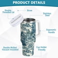 thumbnail image 2 of Yayeee 30oz Stainless Steel Tumbler with Straw and Handle Double-Wall Insulated Travel Water Bottle, Green Flourishing Garden, 2 of 8