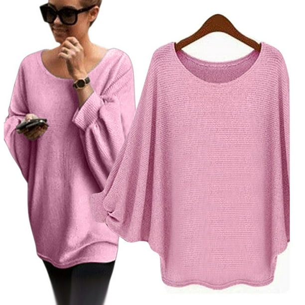 Tuscom - Tuscom Women Oversized Batwing Knitted Pullover Loose Sweater ...