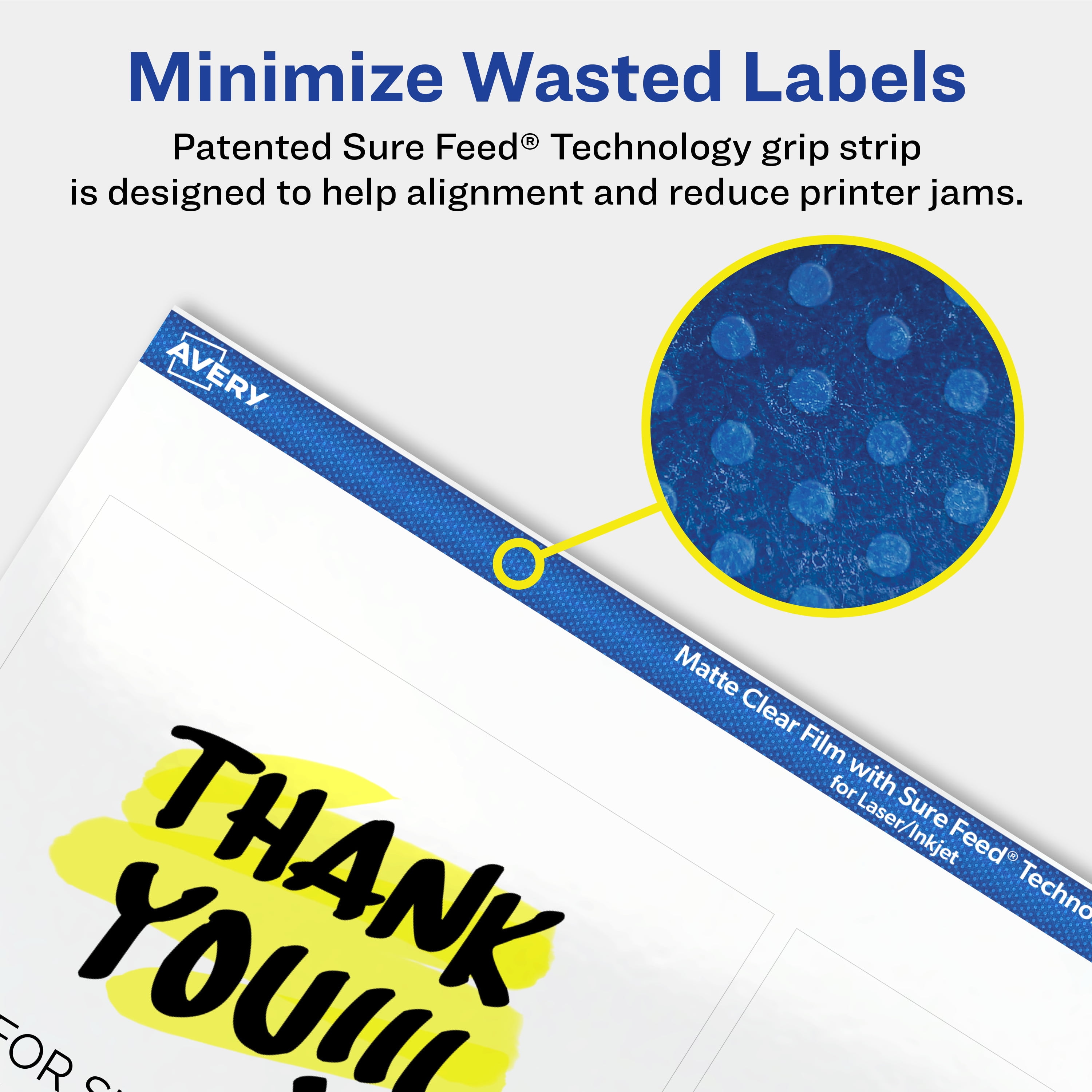 Avery Matte Clear Square Labels, 4" x 4", 400 Total