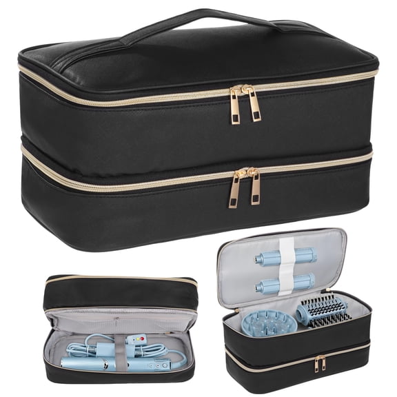 Hair Dryer Travel Carrying Case, Compatible with Dyson Airwrap Shark FlexStyle Revlon Hair Dryer, Double-Layer Storage Bag with Zippers for Hair Styler Attachments Home Salon Travel Use