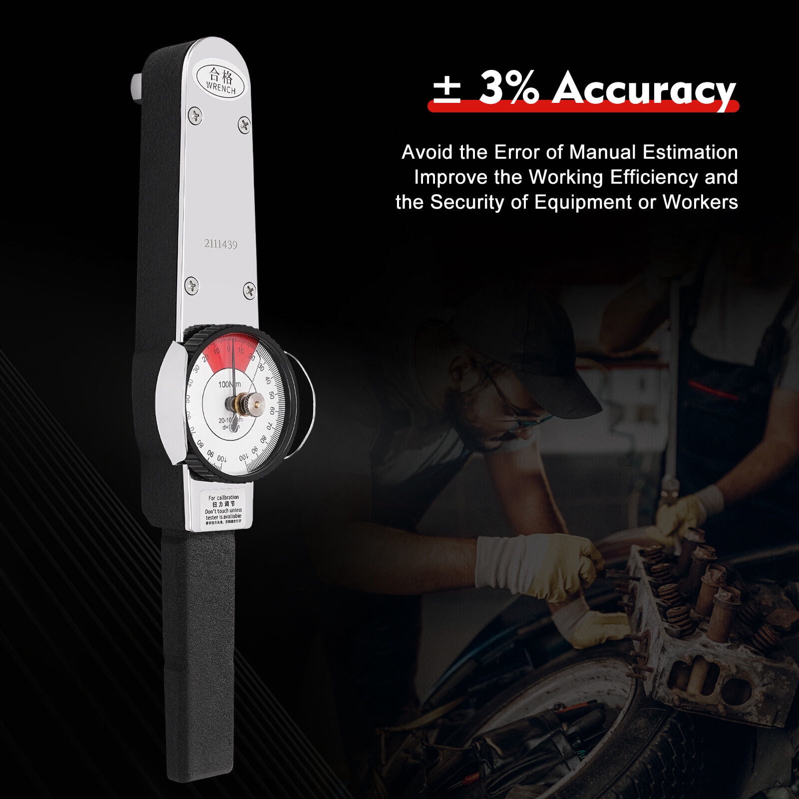 Dial Indicator Torque Wrench High Precision Indicating Torque Meter Wrench100n.m
