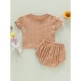 thumbnail image 4 of Coduop 2PCS Baby Girls 2pcs Outfits Short Sleeve Button Down Crop Tops Shorts Set Casual Clothes, 4 of 7
