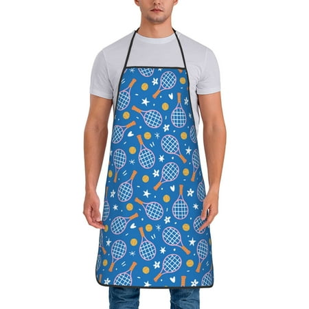 

Zeuib Tennis Print Unisex Waterproof Aprons Cooking Aprons for Kitchen Gardening and Salon Water & Oil Resistant