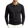 thumbnail image 4 of Mfakffe Men's Polo Shirts Classic Long Sleeve Golf T Shirt Fall Winter Big and Tall Lapel Collar Tops Work Cotton Tees (Black, S), 4 of 5