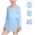thumbnail image 4 of Conjuntos de blusas y camisas de cuello redondo y manga larga Ropa de baile para niñas Vestido de práctica de red con lentejuelas de manga larga con espalda en forma de corazón Conjunto de dos piezas, 4 of 8