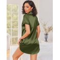 thumbnail image 3 of Ekouaer Silk Nightgowns for Women Button Down Nightshirts Short Sleeve Sleepshirts Sexy Nightdress Satin Sleepwear, 3 of 6