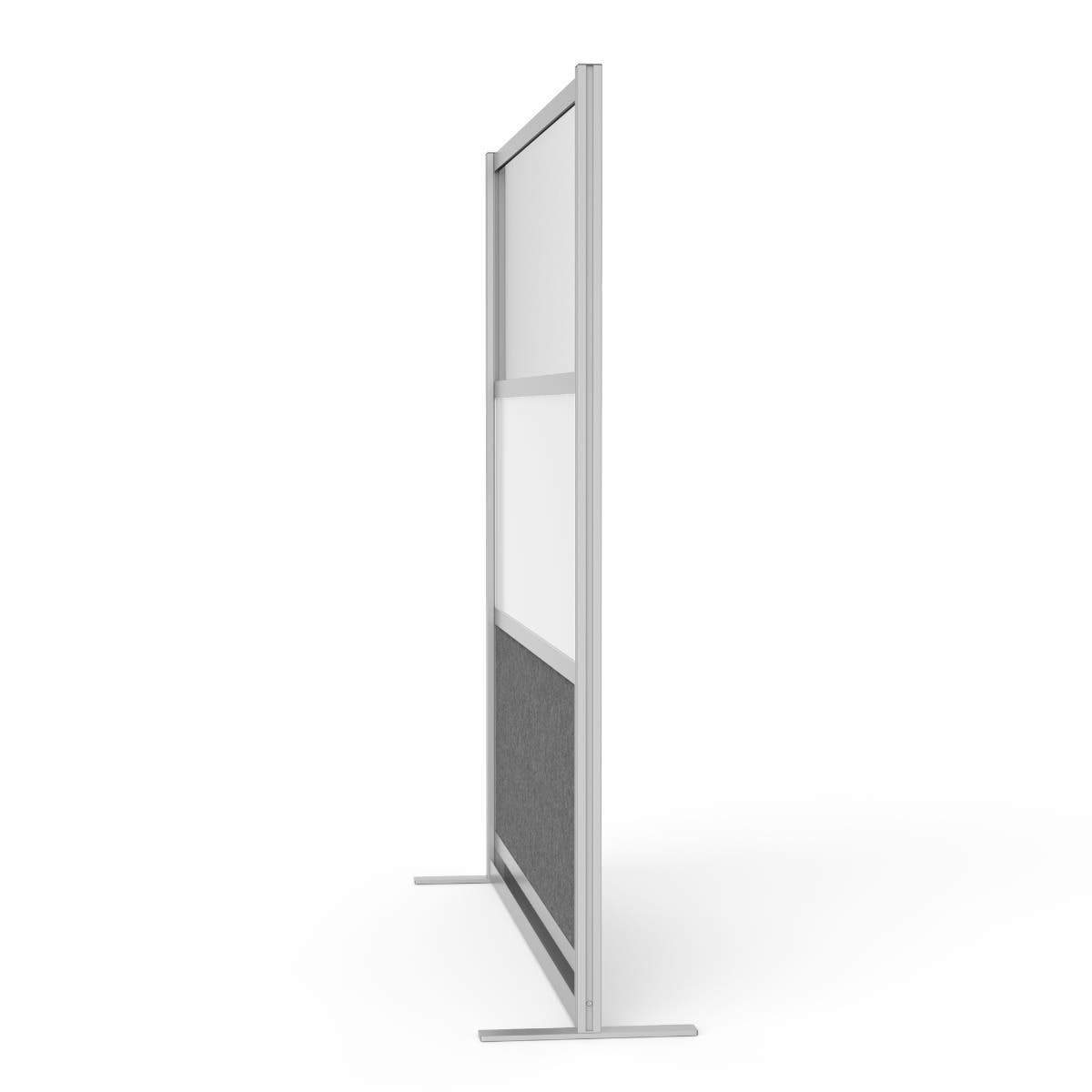 Luxor Workflow Modular Wall Room Divider System - Silver Frame - 70" x 70" Wide Panel Starter Wall with Whiteboard, Freestanding