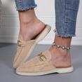 thumbnail image 2 of Pandaie Penny Loafers for Women Comfortable Slip on Suede Loafer Mules Closed Toe Backless Slides Business Casual Dress Flats Shoes Khaki Size 6, 2 of 9