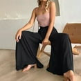 thumbnail image 3 of Gerichy Pants for Women Flowy Dressy Casual Elastic High Waist Wide Leg Palazzo Pants with Pocket Womens Wide Leg Pants Flowy Drape Ruffle Drawstring Waist Pants, 3 of 5