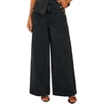 thumbnail image 2 of Wenini Women's High Waist Solid Loose Denim Pants Wide Leg Denim Jeans with Pockets, 2 of 6