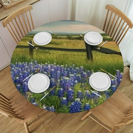 

Autua Bluebonnets Round Tablecloth Stain-Resistant and Washable for Indoor and Outdoor Use Ideal for Restaurants Weddings Parties - Outdoor Fitted Tablecloth 46 -50