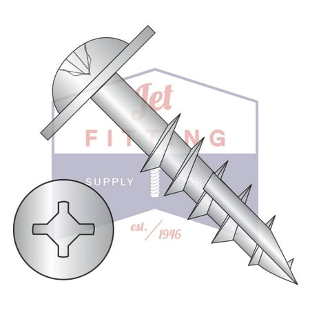 

8-11 x 3 Deep Thread Wood Screws | Combo (Square | Phillips) | Round Washers Head | Type 17 Pt | Steel | Zinc (Quantity: 1000)