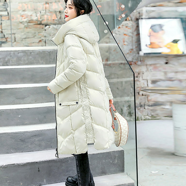 LAWOR Plus Size Coats Winter Clearance Winter Trendy Woman Lengthened Thickened Length Down Cotton Jacket Fall Savings Z Walmart.com