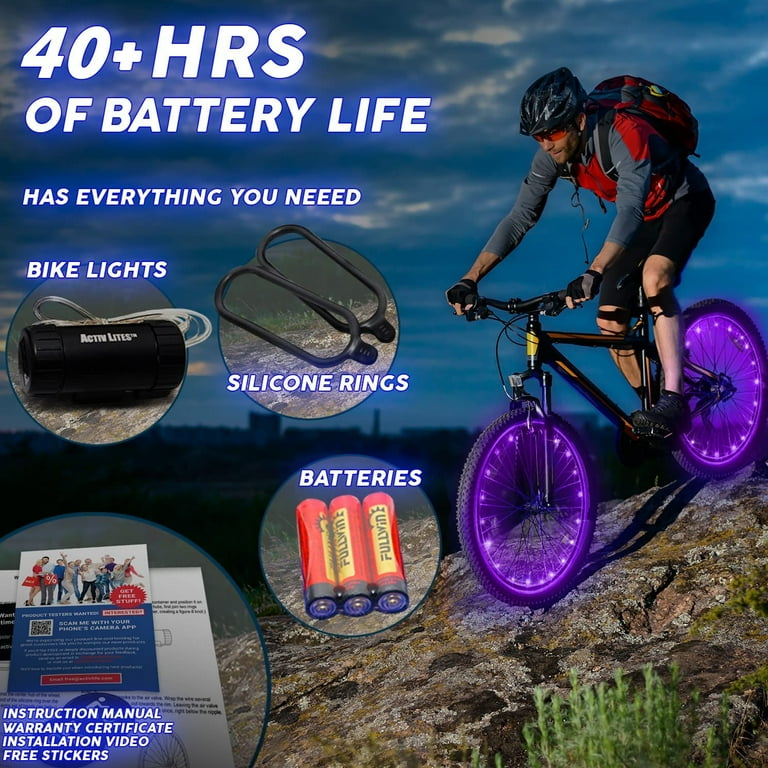 Activ Life LED Bike Wheel Lights Bicycle Spoke Light Accessories for Night Riding Purple