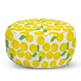 thumbnail image 1 of Fruit Pouf Cover with Zipper, Simple Orange Motifs Illustration Repeating Citrus Plants Geometric Elements, Soft Decorative Fabric Unstuffed Case, 30" W X 17.3" L, Yellow Green White, by Ambesonne, 1 of 5