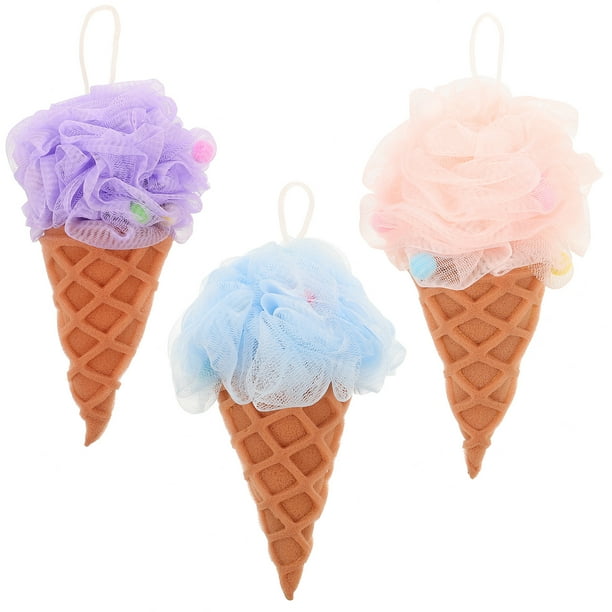 GOOHOCHY 3 esponjas exfoliantes para ducha y baño con forma de helado.