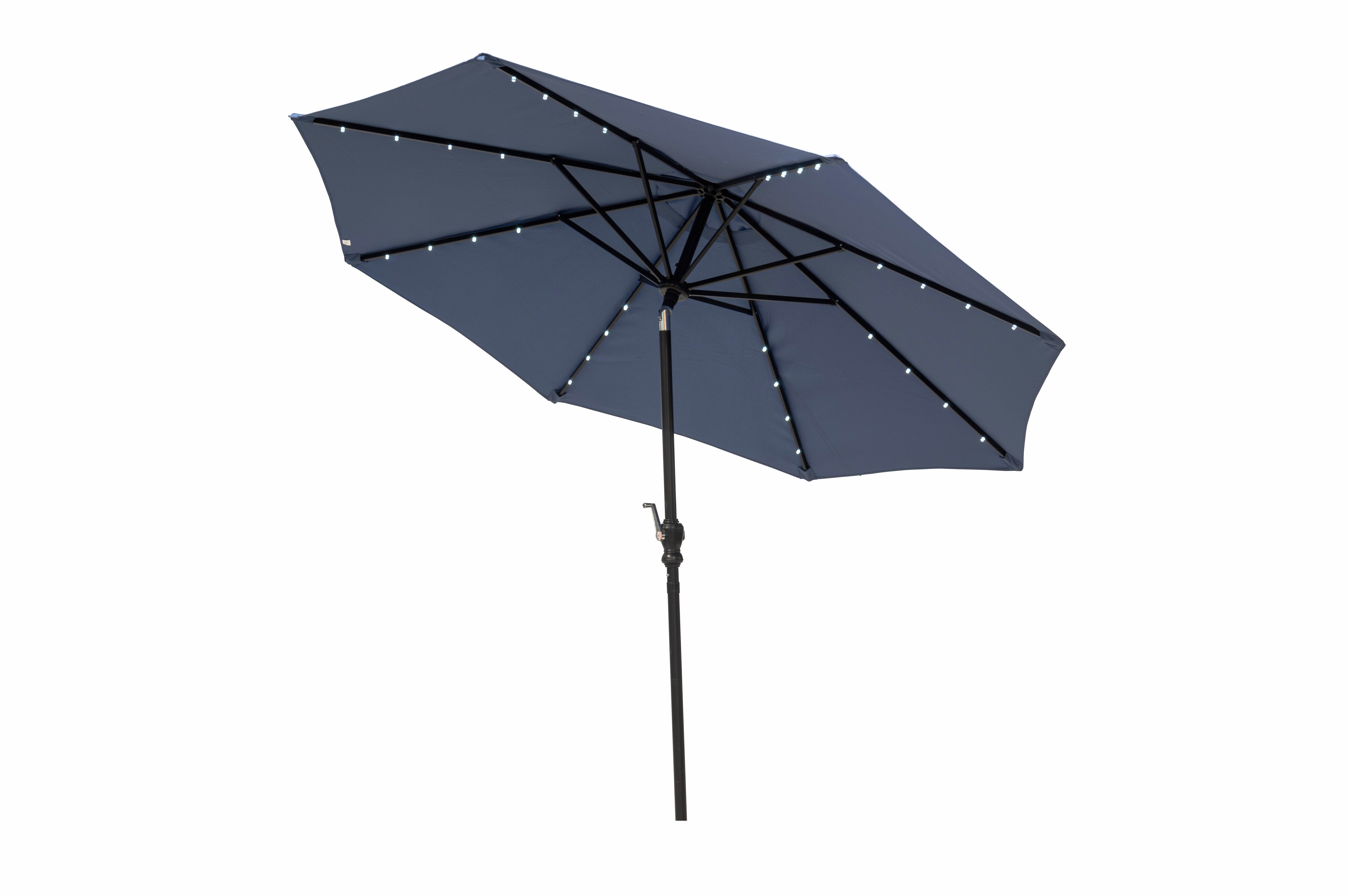 Donglin 93.5" Blue Octagon Market and Lighted Patio Umbrella with Solar Lights