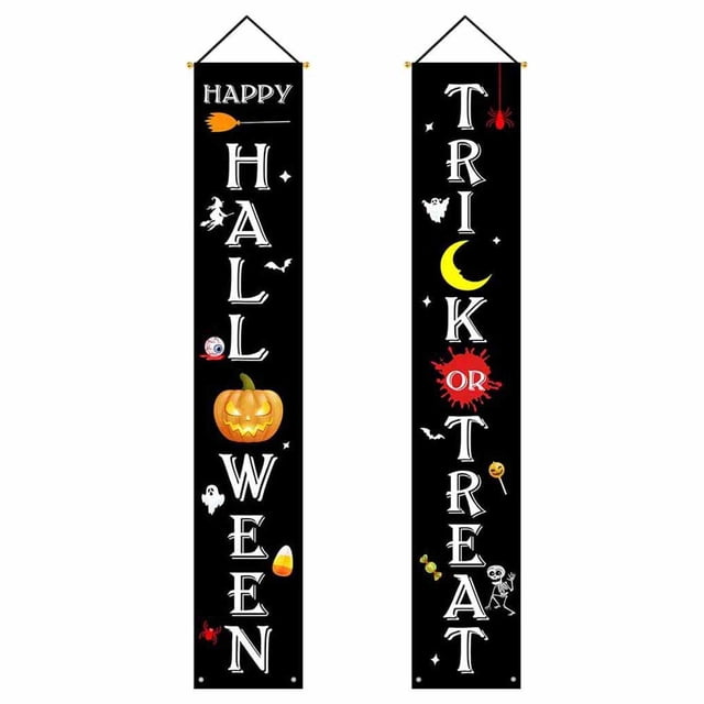 Décorations d'Halloween Extérieures Décoration de Rideau d'Halloween Porte Suspendue Peinture Drapeau Suspendu Décorations d'Halloween Extérieures Suspendues