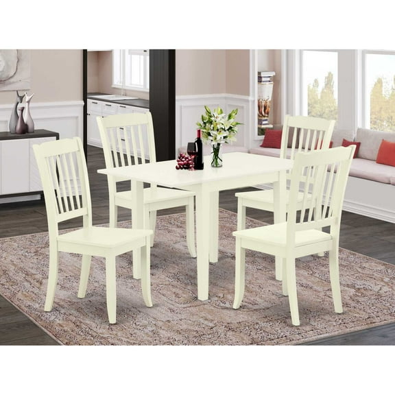 East West Furniture Dining Room Set Linen White, NDDA5-LWH-W