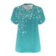 thumbnail image 5 of Camisetas Casuales de las Mujeres Más Tamaño V-Cuello Impresión Manga Corta Color Sólido Base de Verano Superior, Ligero para Diario, 5 of 9