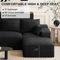 thumbnail image 3 of Wilayok 108" Oversized L-Shaped Sectional Sofa, Fluffy Corduroy Cloud Couch with Ottoman, Plush Memory Foam Boneless Modular Sectional Couch for Living Room Small Space, Black, 3 of 8