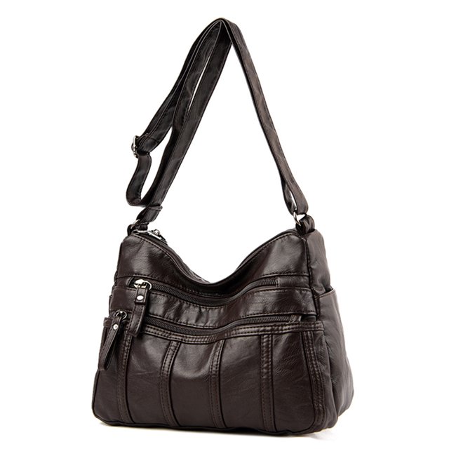 Bolsa bandolera Likrtyny de PU lavado Para mujer marrón oscuro