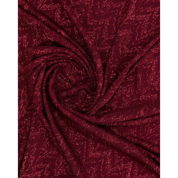 Zelouf Chevron Glitter On Slinky Knit , Sewing, DIY, Crafts Fabric by the Yard, Lush Wine/wine, 3 Yard