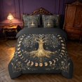 thumbnail image 3 of Homewish Tree of Life Twin Bedding, Vintage Moon Phase Bedding Comforter Set, Black Reversible 7-Piece, 3 of 7