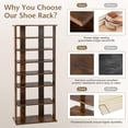 thumbnail image 6 of Giantex 7-Tier Wood Shoe Rack, Free Standing Vertical Shoe Racks w/Shelves of Different Heights, Rack Organizer, Brown, 6 of 10