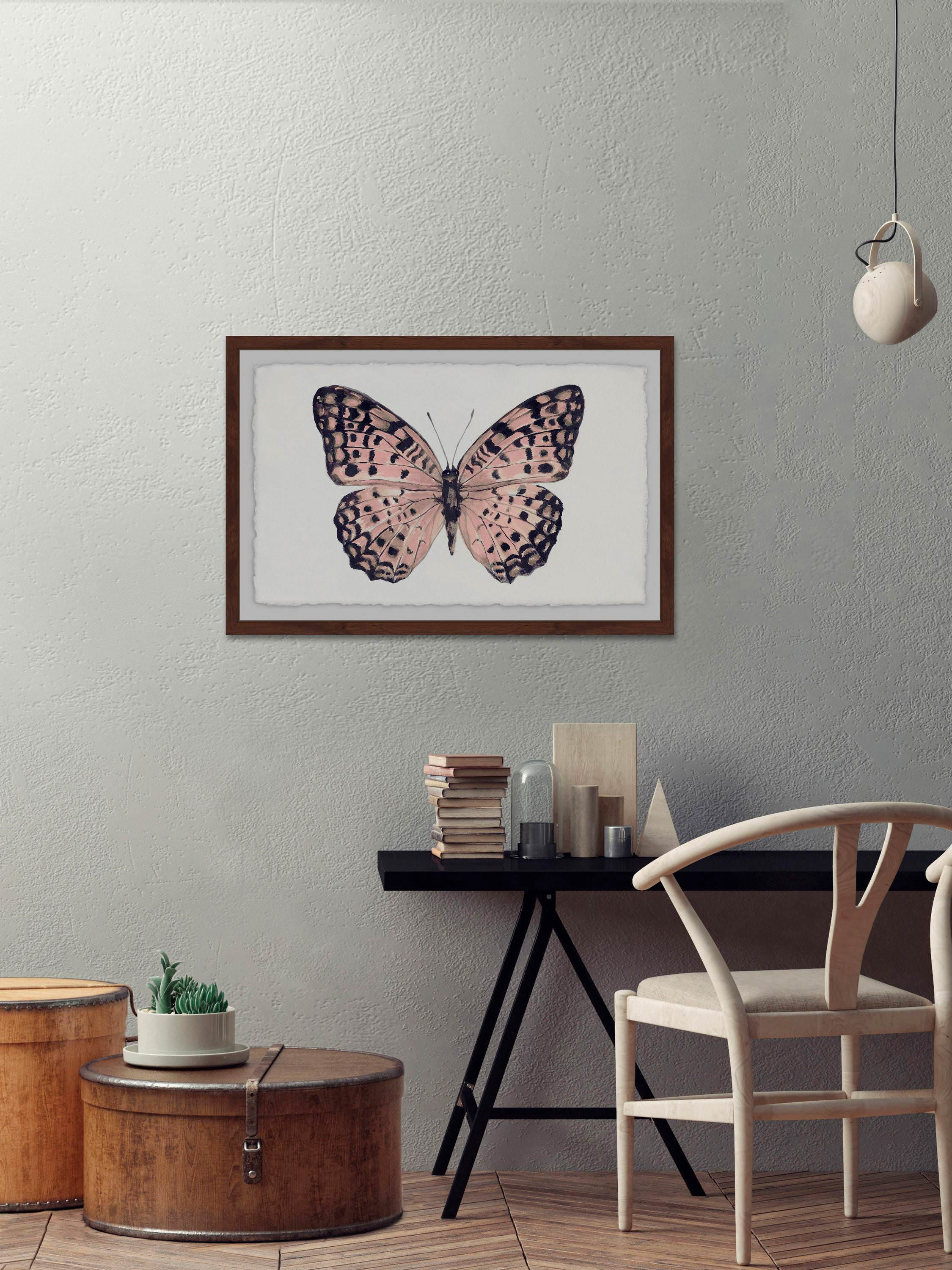 Pink and Black Wings Framed Painting Print