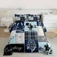 thumbnail image 2 of Homewish Rustic Horse Animal Bedding Comforter Set, Hippie Sheep Skeleton Twin Comforter Sets, Southwestern Reversible Bedding Set, Grey Blue Lightweight Room Decor, 2-Piece, 2 of 8