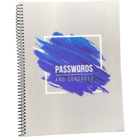 Password Book with Alphabetical Tabs 10"x7.6" Spiral Bound Credentials keeper Saves All Internet Login Details (Blue)