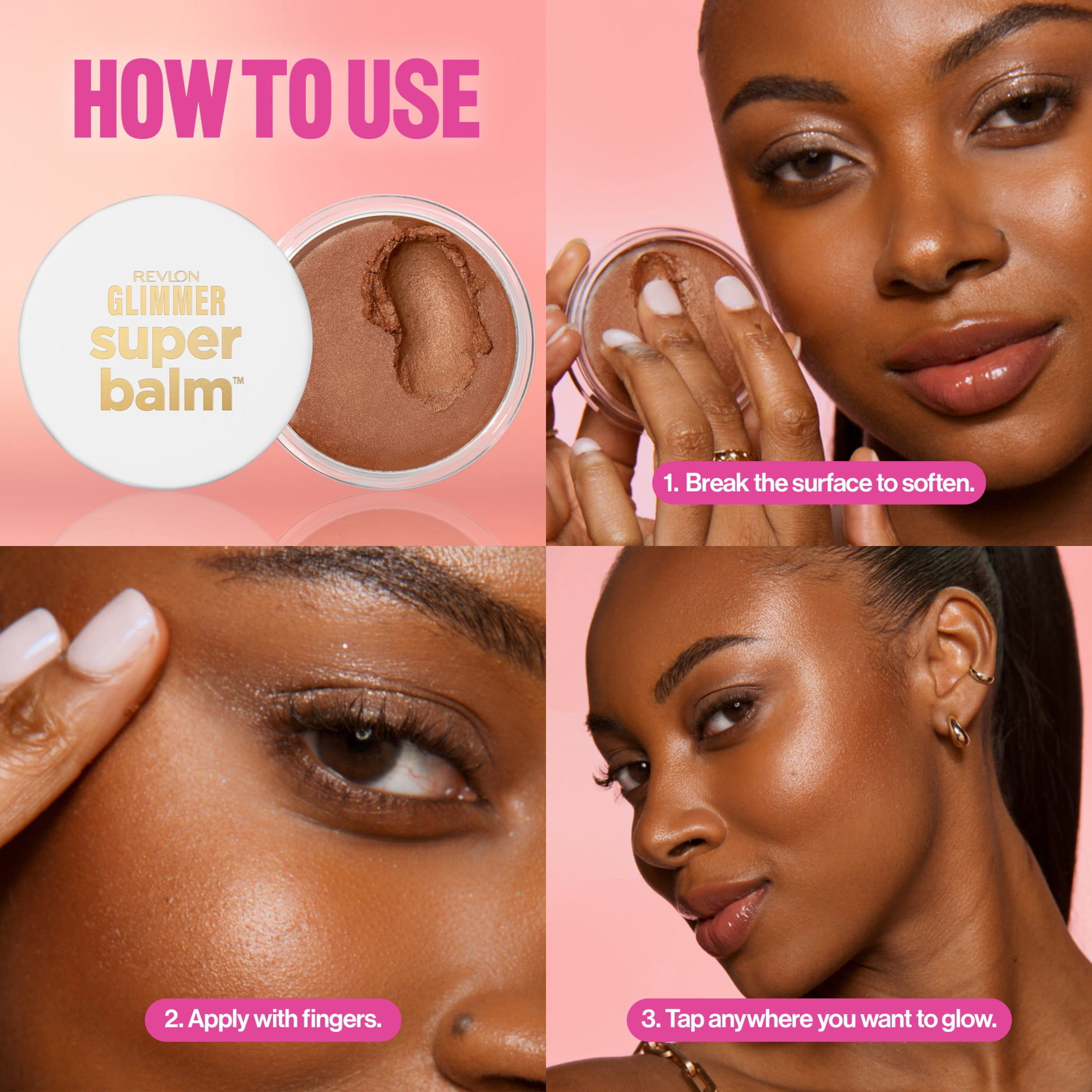 Revlon Glimmer Super Balm, Multi-Use Makeup, Highlighter, Bronzer & Blush, 002 Cocktail Hour, 0.06 oz