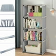 thumbnail image 3 of Plastic Shelving Unit 4 Layer, 15.7x11.0x49.2In Plastic Shelving Units Free Standing,Storage Unit, Book Cabinet Rack Bookcase Shelving Storage Organizer Bookshelf Stand, 3 of 15