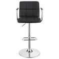 thumbnail image 4 of DUOSONG Black And Chrome Adjustable Bar Stool With Arms Black Faux Leather Furniture Dining Furniture Seating for Dining, 4 of 9