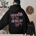 thumbnail image 3 of God Is Within Her She Will Not Fall Hoodies for Women Long Sleeve Christian Hooded Sweatshirt with Pockets Pullover Tops, 3 of 4