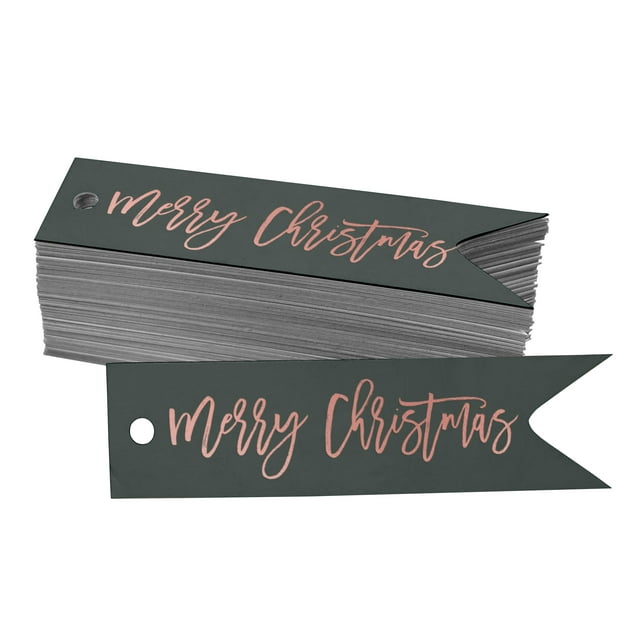 Inkdotpot Pack Of 50 Real Rose Gold Foil Paper Tags Merry Christmas Favor Hang Tags