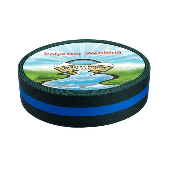 Country Brook Design - Thin Blue Line Polyester Webbing (1 1/2 Inch, 50 Yards)