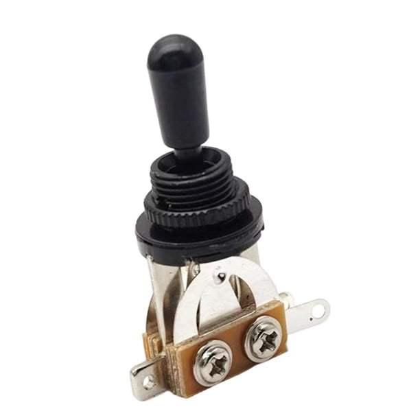 Interruptor de palanca de 3 vías para guitarra eléctrica con perilla de punta abierta y cerrada. Instrumento musical. Negro