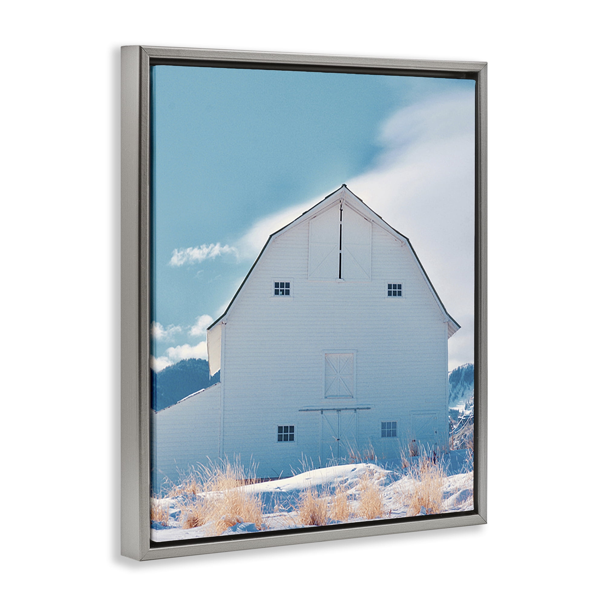 Stupell Industries Niveous Winter Barn Nautical & Beach Photography Gray Floater Framed Canvas Art Print Wall Art, 17 x 21