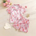 thumbnail image 3 of kaprioy Toddler Baby Girls Summer Outfits 18 24 Months 2T 3T 4T 5T 6T 7T Satin Pajama Set Cartoon Cowboy Boot Print Top Shorts Soft Sleepwear Loungewear Set, 3 of 6