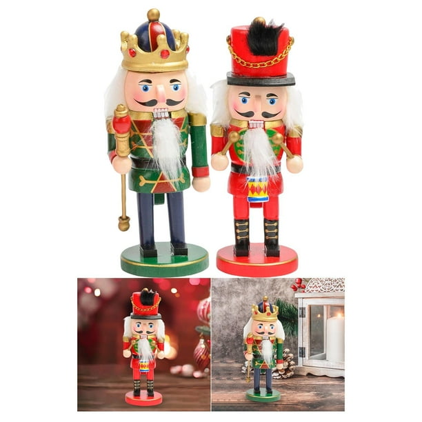 Figuras de Cascanueces de 2x5,91 pulgadas, coleccionable de madera, muñeca creativa hecha a mano, adorno decorativo de escritorio para vacaciones Estilo C Macarena figura del soldado cascanueces