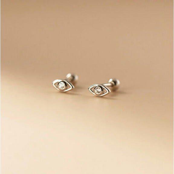 QQTDFG Women Jewelry 925 Sterling Silver CZ Evil Eye Stud Earrings A1628-Silver