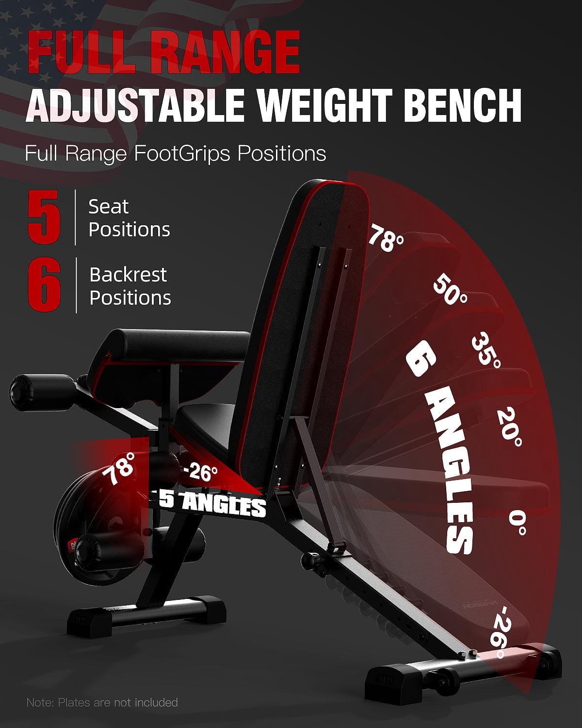 HARISON Weight Bench - Adjustable Workout Bench for Home Gym with Leg Extension and Preacher Pad, Heavy Duty Flat Incline Decline Sit Up Bench, 1000LBS Capacity Exercise Bench `