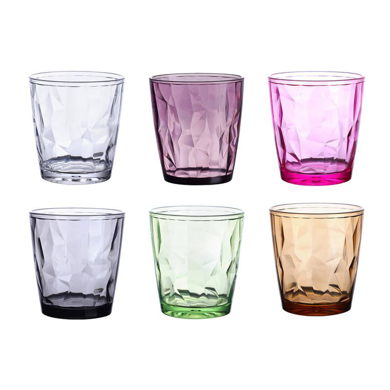 Drinking Glasses Set Acrylic Glassware for Kids 11oz Colored Plastic Tumblers Cups Picnic Water Glasses Unbreakable Juice Drinkware for Camping Restaurant Beach Party BPA Free Dishwasher Safe 