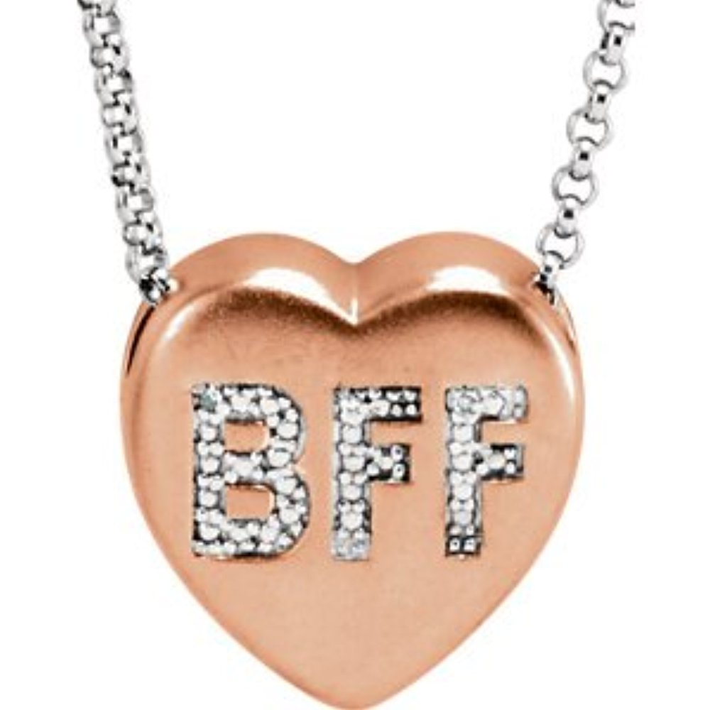 Bedrock Jewelry .007 CTW Diamond BFF Heart Necklace