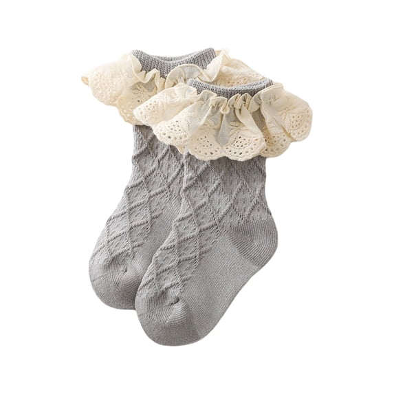 Toddlers Baby Girls Ruffled Socks Infant Cotton Ankle Socks with Lacework Socks Decoration Breathable Kids Socks Accessories