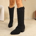 thumbnail image 3 of SACFOF Women's Rhinestone Mid Calf Boots Sparkly Block Heel Cowboy Boots Glitter Boots, 3 of 6