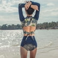 thumbnail image 3 of FYCONE Women's Two Piece Swimsuit for Surf Long-Sleeve Rashguard Swimwear Rash Guard Athletic Crop Tops + Briefs, 3 of 7